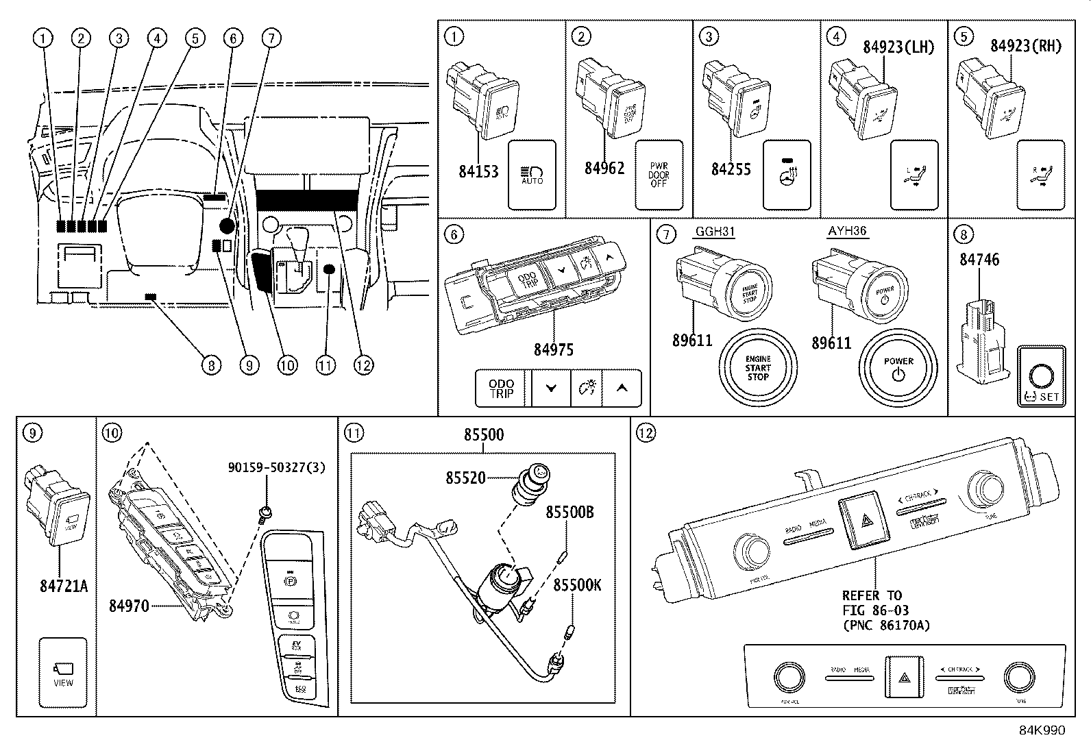 84040-58030 MASTER SWITCH ASSY,MULTIPLEX NETWORK product image