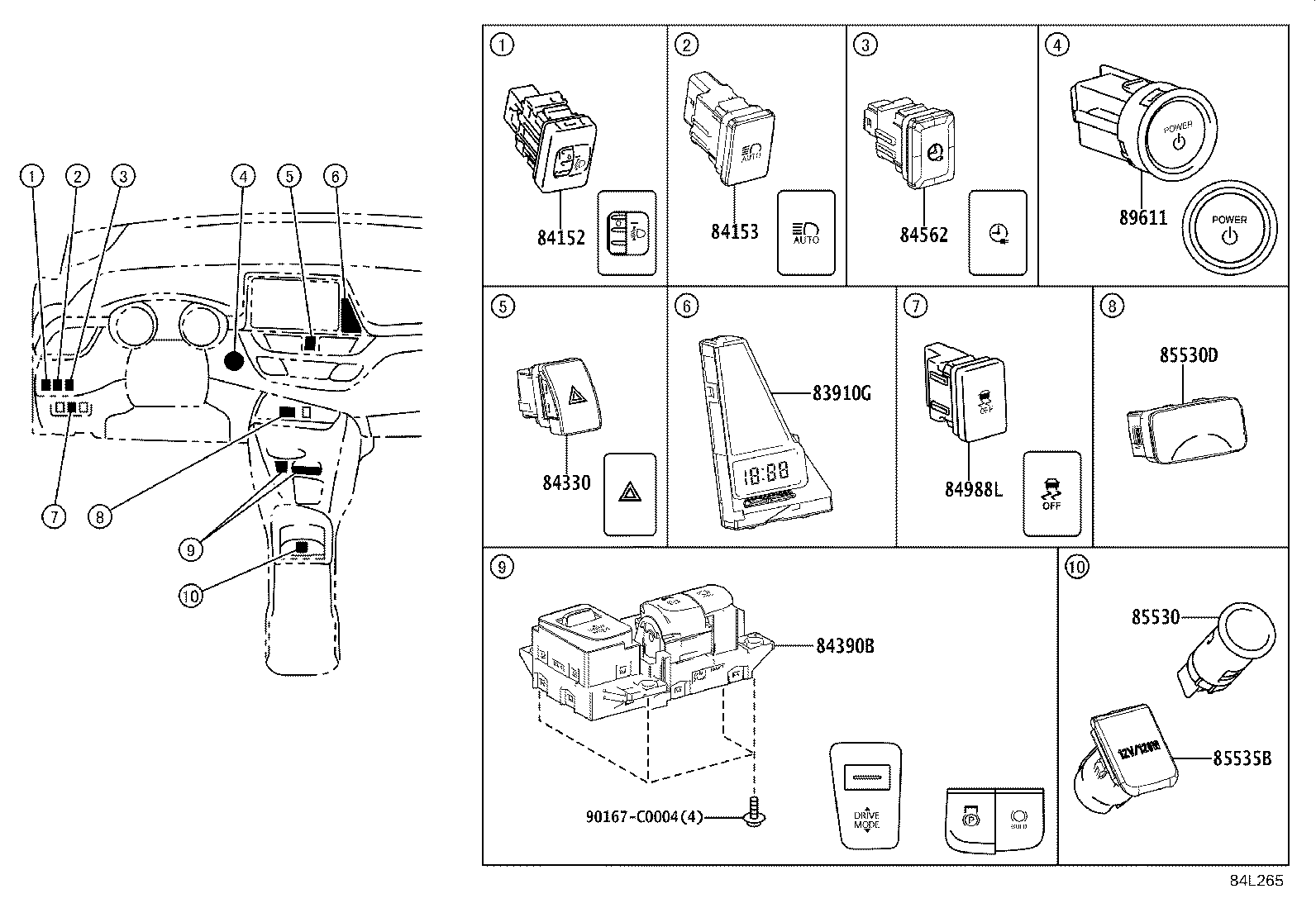 84152-F4030 SWITCH, HEADLAMP LEVELING product image