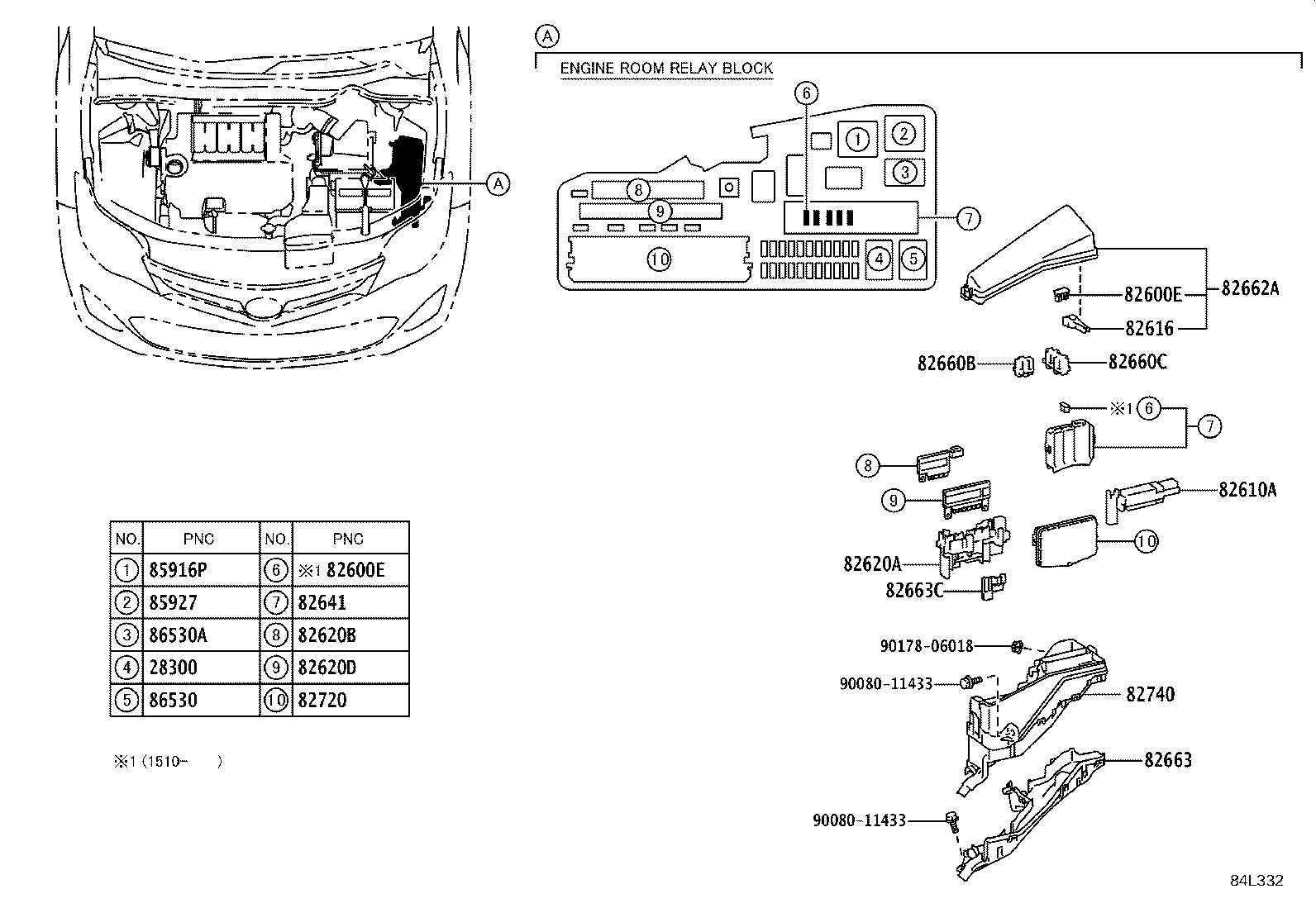 84332-07030 SWITCH ASSY, HAZARD WARNING SIGNAL product image