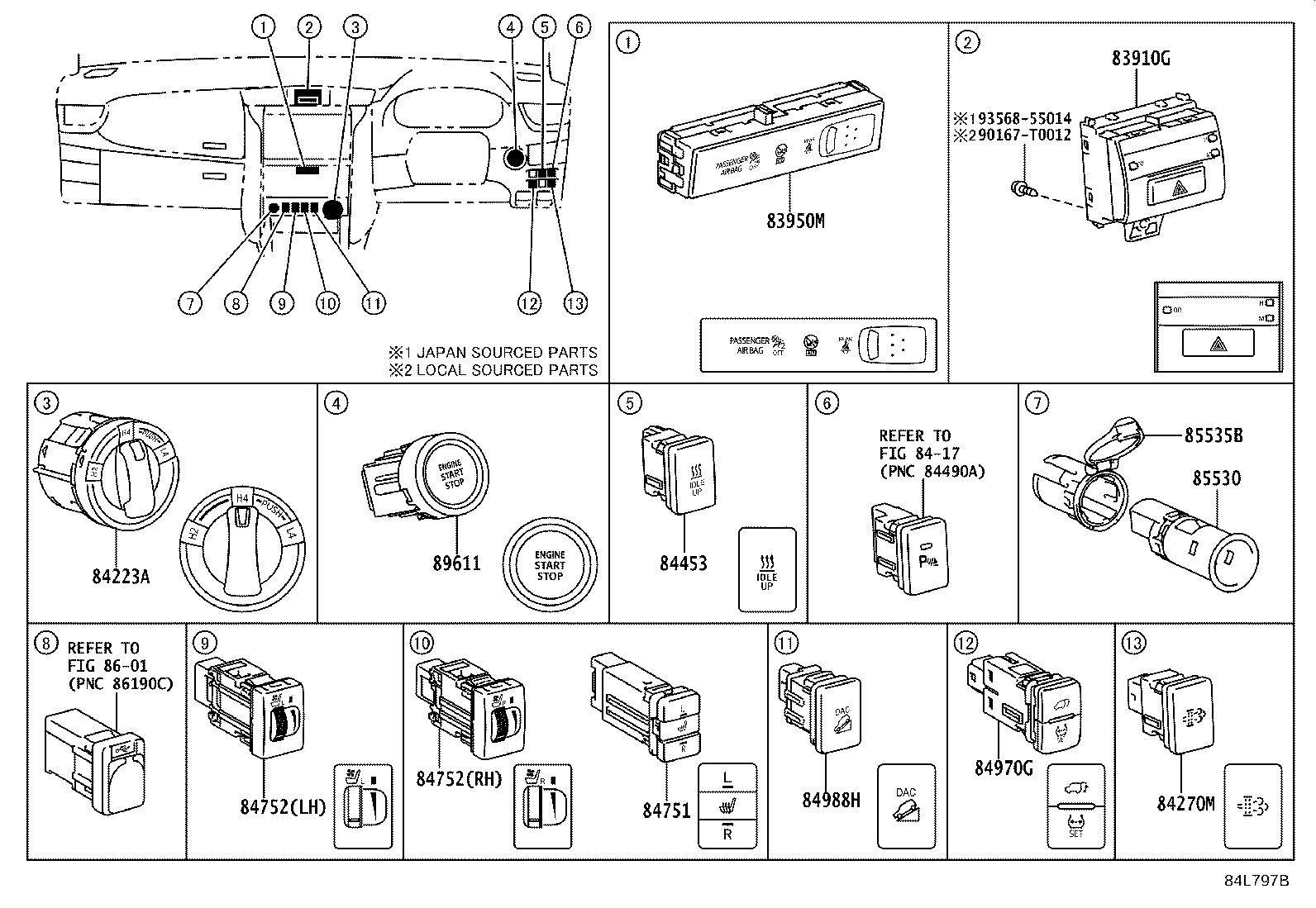 84140-0K820 SWITCH ASSY, HEADLAMP DIMMER product image