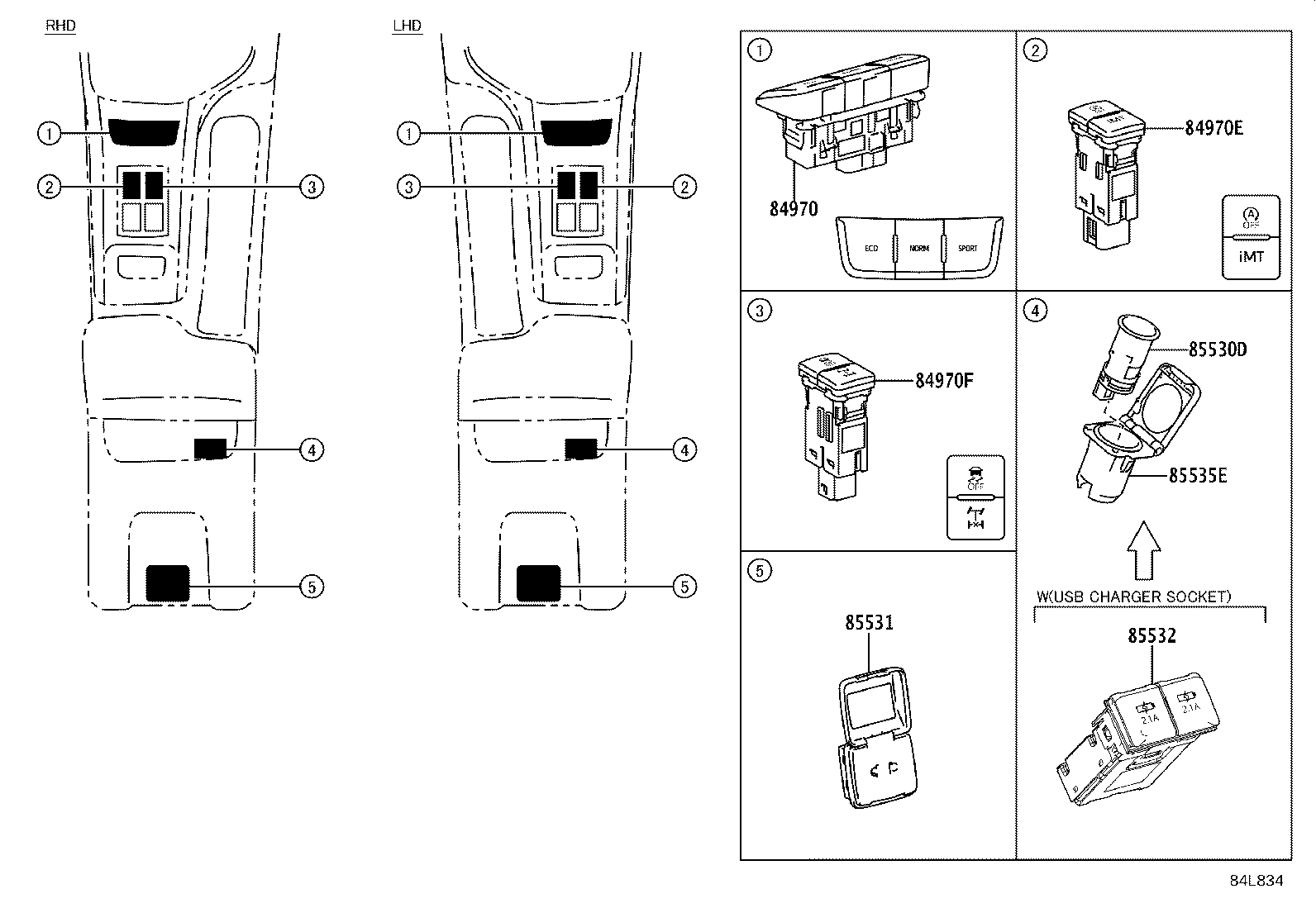 84140-0K820 SWITCH ASSY, HEADLAMP DIMMER product image