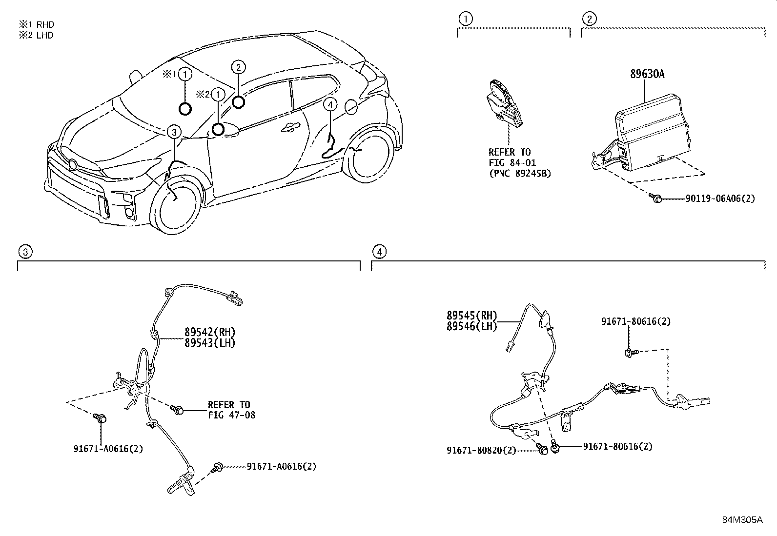 Toyota 89545-52080 SENSOR, SPEED, REAR RH