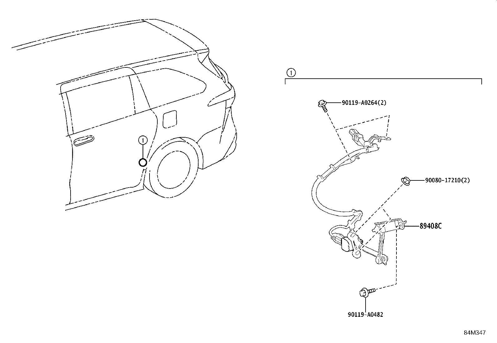 89408-08010 SENSOR SUB-ASSY, HEIGHT CONTROL, REAR LH product image