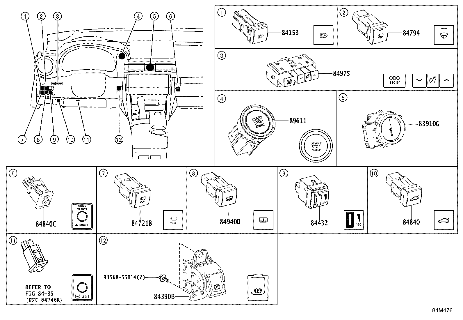 84140-30360 SWITCH ASSY, HEADLAMP DIMMER product image