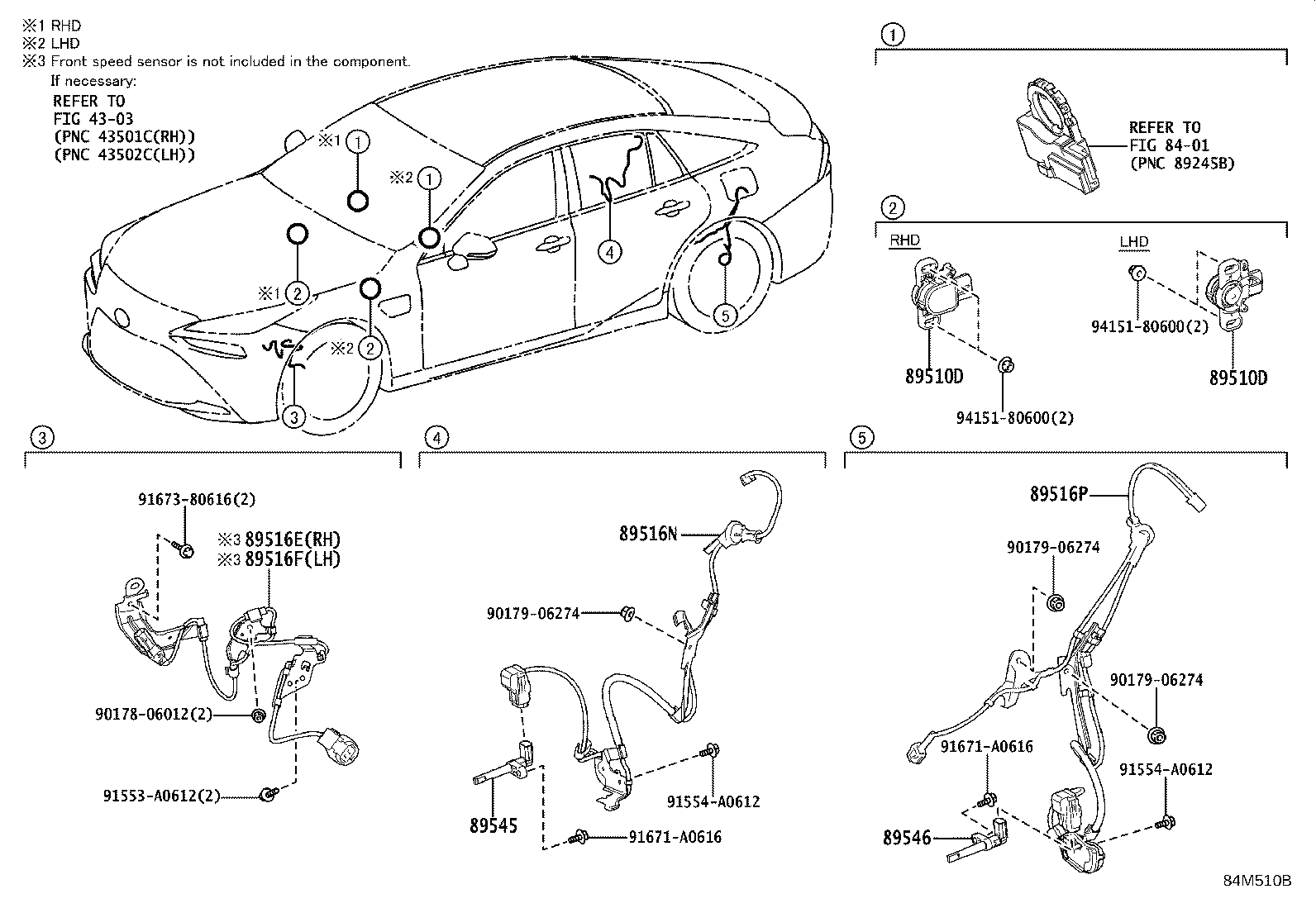 89516-62020 WIRE, SKID CONTROL SENSOR, FRONT LH product image