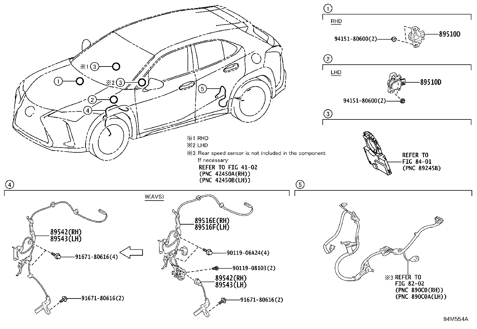 89516-76040 WIRE, SKID CONTROL SENSOR, FRONT LH product image