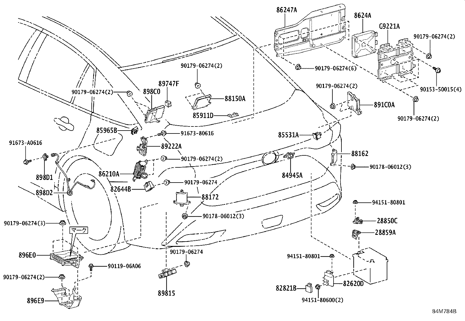 84332-62040 SWITCH ASSY, HAZARD WARNING SIGNAL product image