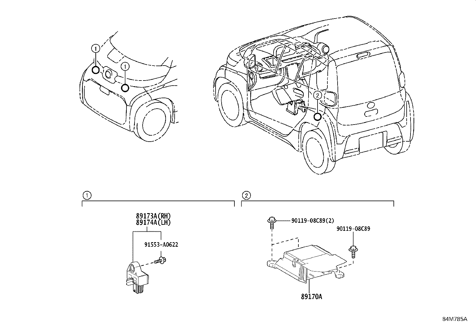 89173-49515 SENSOR, AIR BAG, FRONT RH product image