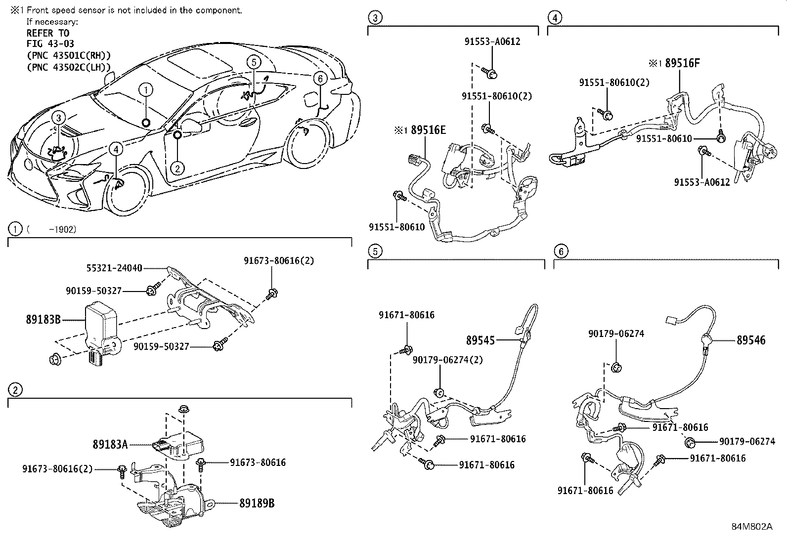 Toyota 89545-24050 SENSOR, SPEED, REAR RH