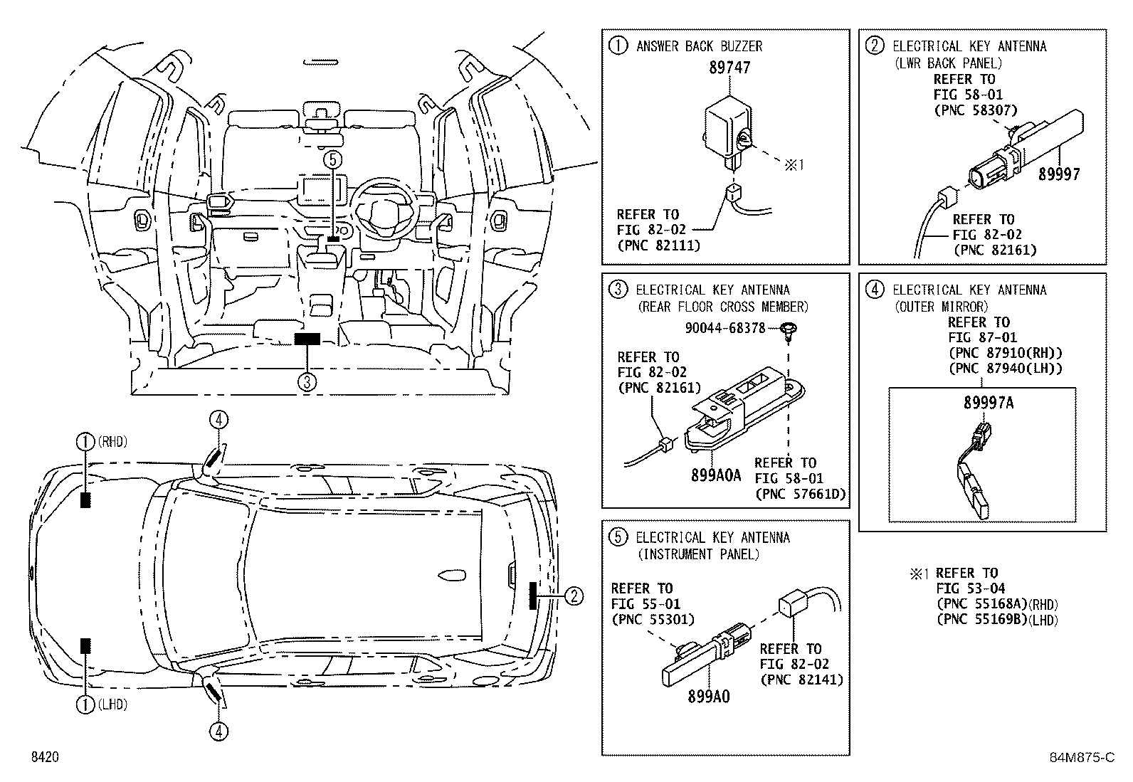Toyota 89997-BZ010 ANTENNA ASSY, INDOOR ELECTRICAL KEY, NO.1