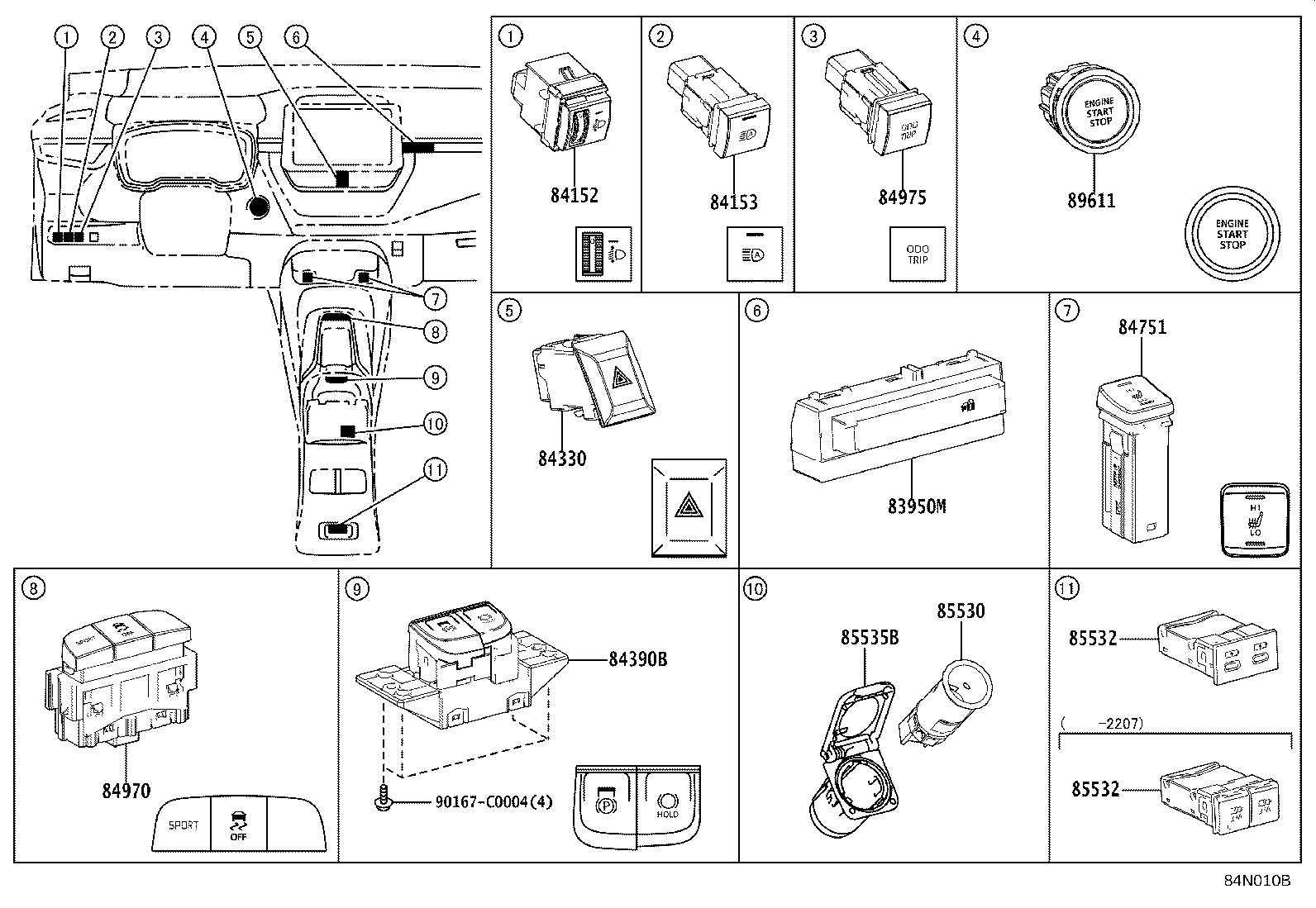 84040-0R150 SWITCH ASSY, LUGGAGE COMPARTMENT DOOR OPENING product image