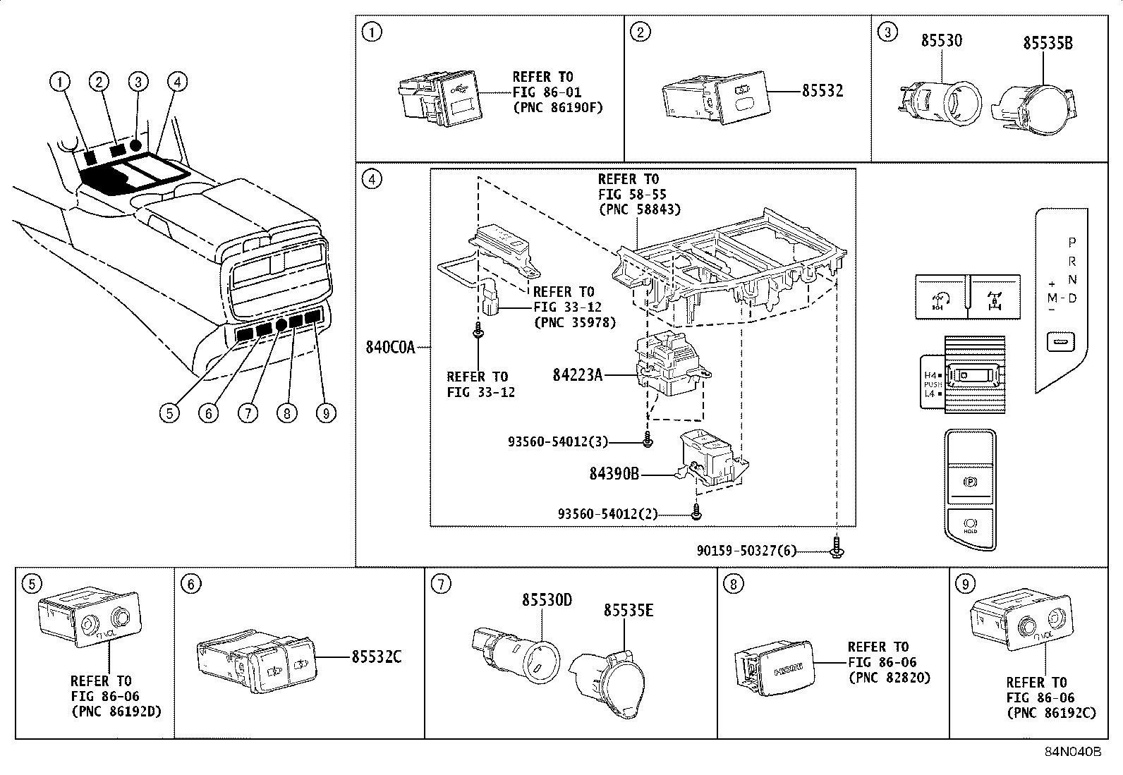 84152-26040 SWITCH, HEADLAMP LEVELING product image