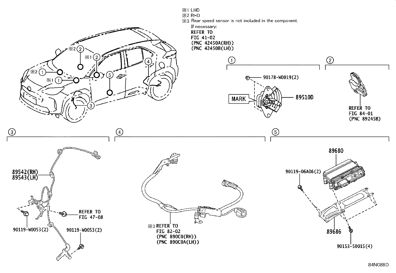 89543-0D130 SENSOR, SPEED, FRONT LH product image