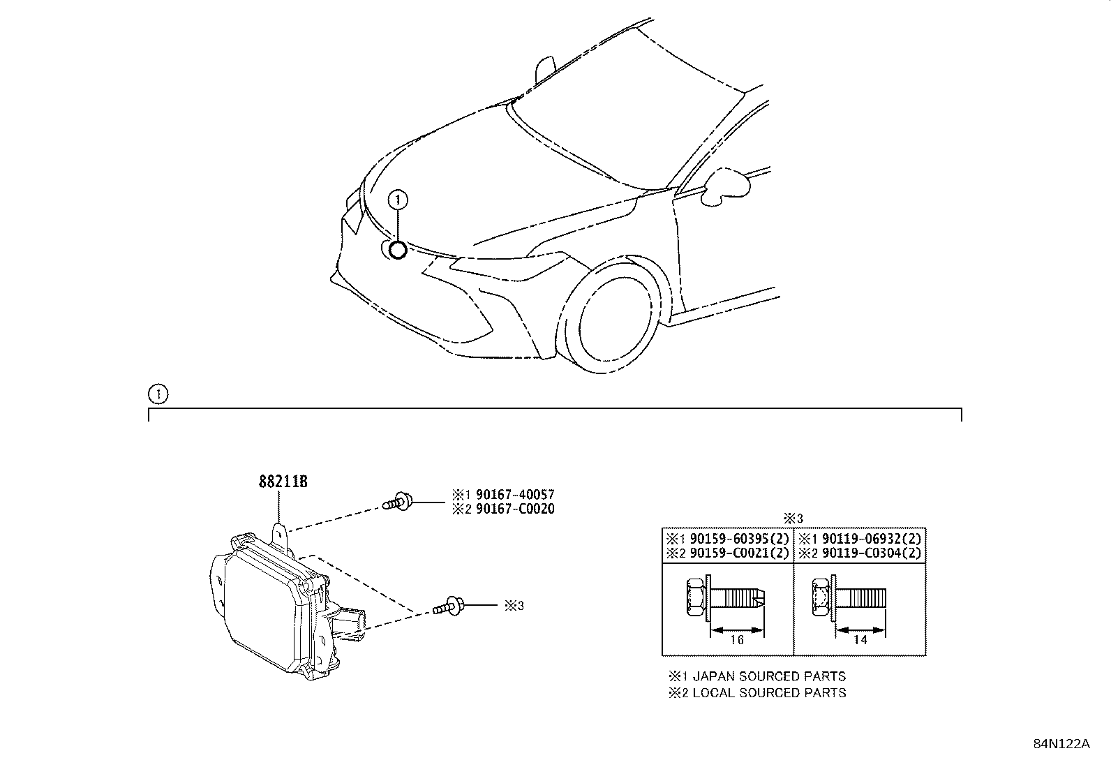 88210-0E030 SENSOR ASSY, MILLIMETER WAVE RADAR product image