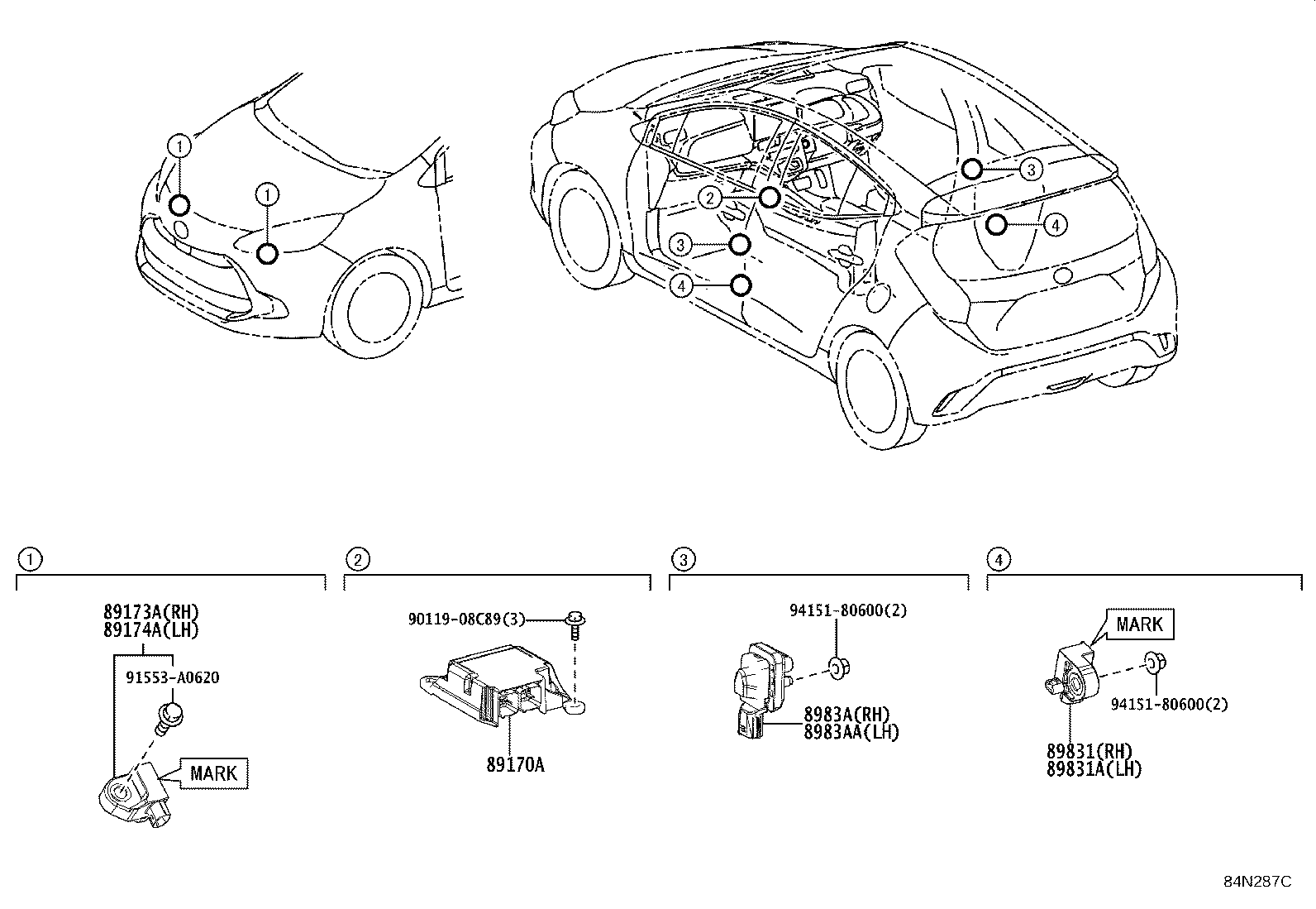 89173-59425 SENSOR, AIR BAG, FRONT RH product image