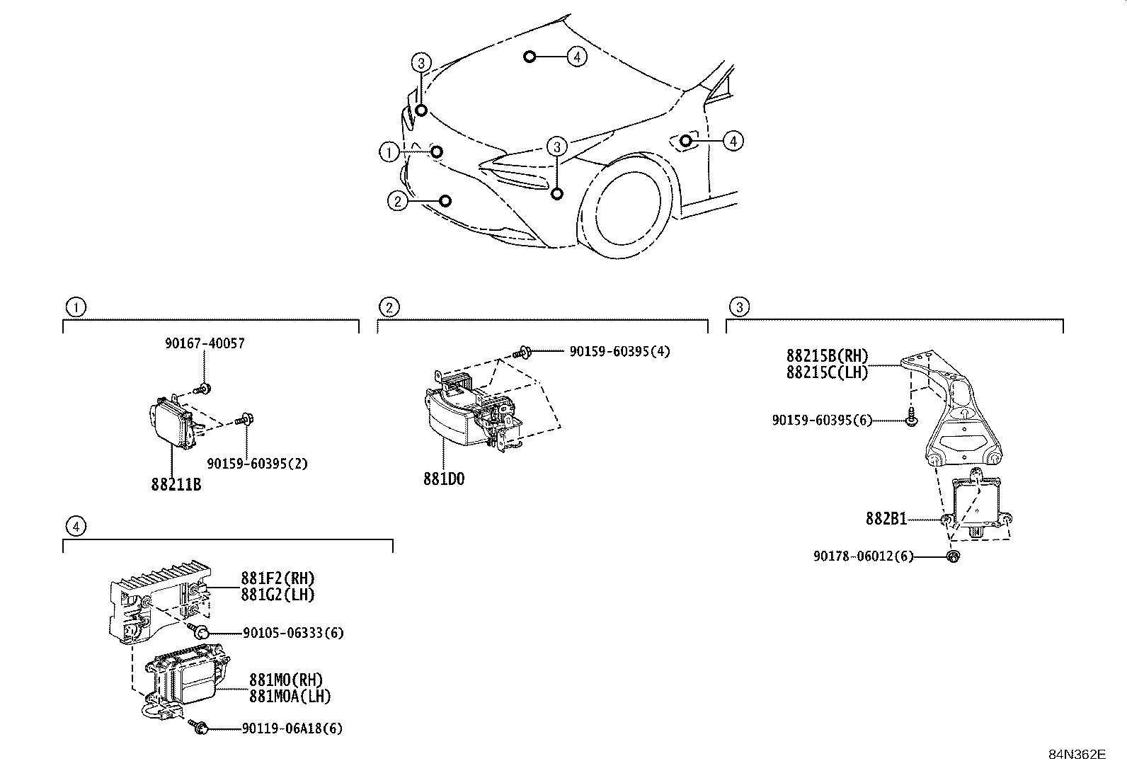 Toyota 88210-60160 SENSOR ASSY, MILLIMETER WAVE RADAR