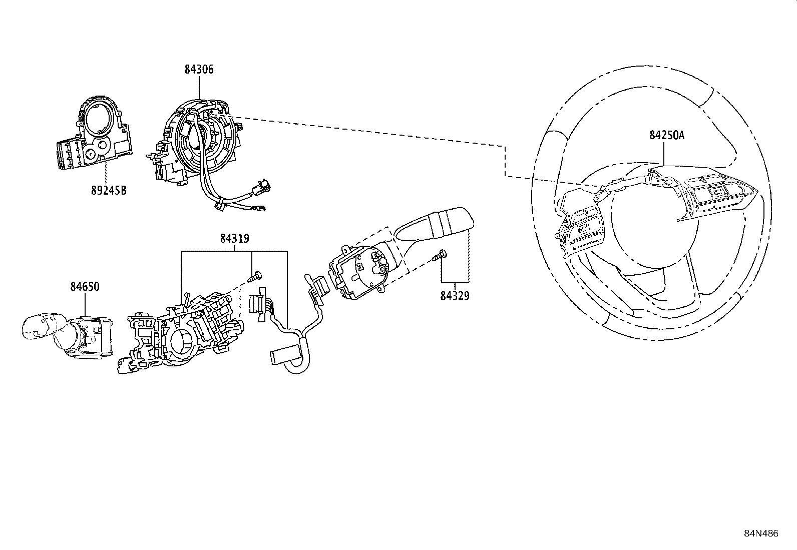 84332-52190 SWITCH ASSY, HAZARD WARNING SIGNAL product image