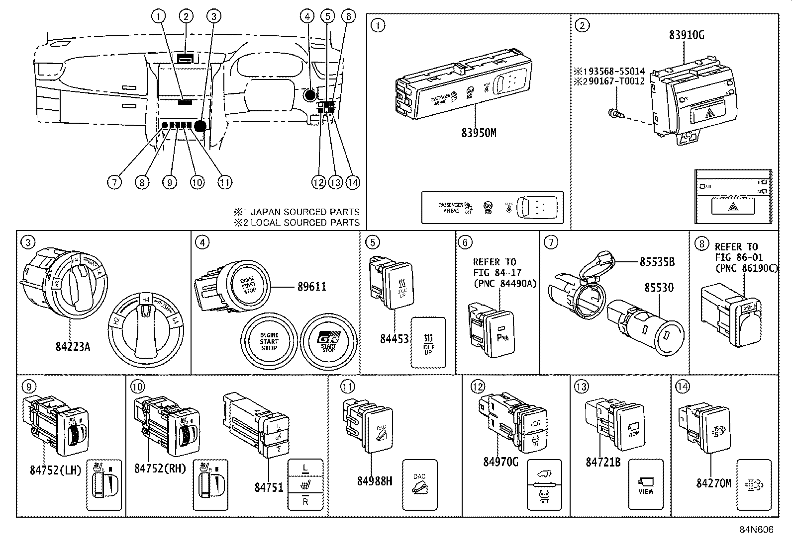 84040-0K102 MASTER SWITCH ASSY, POWER WINDOW REGULATOR product image
