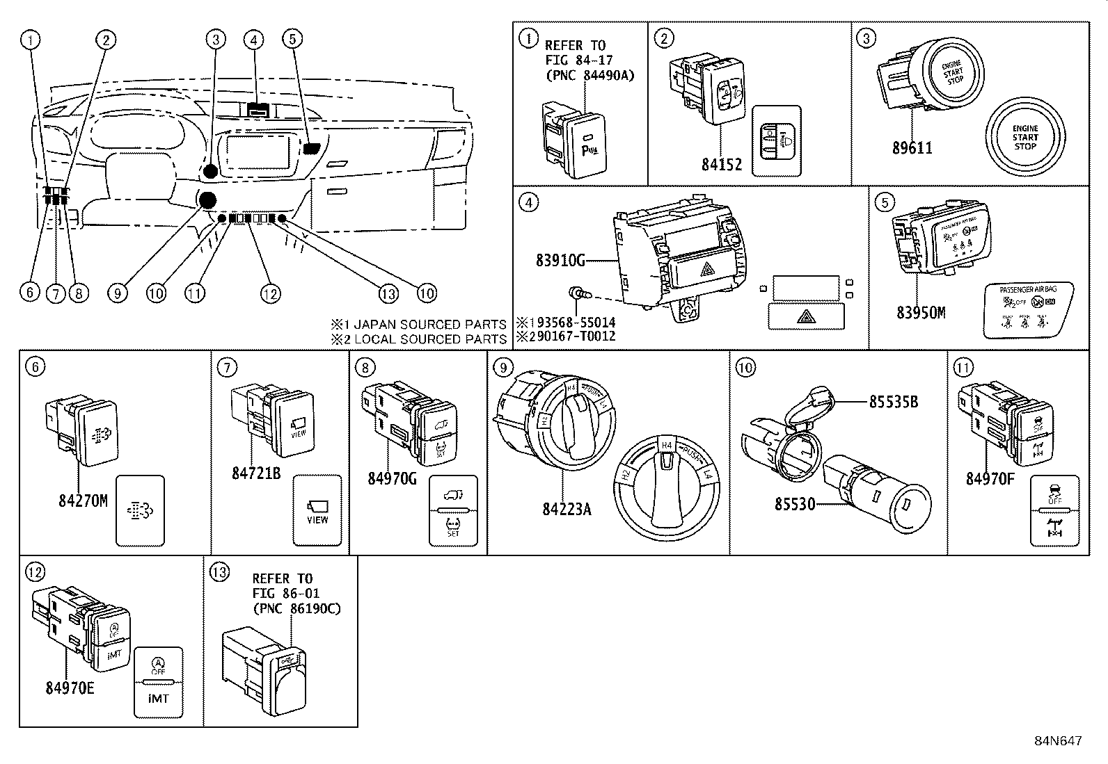 84040-0K032 MASTER SWITCH ASSY, POWER WINDOW REGULATOR product image