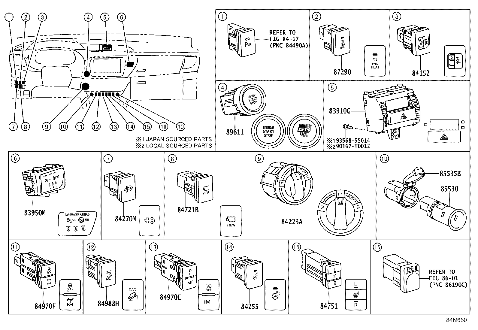 84040-71020 MASTER SWITCH ASSY, POWER WINDOW REGULATOR product image