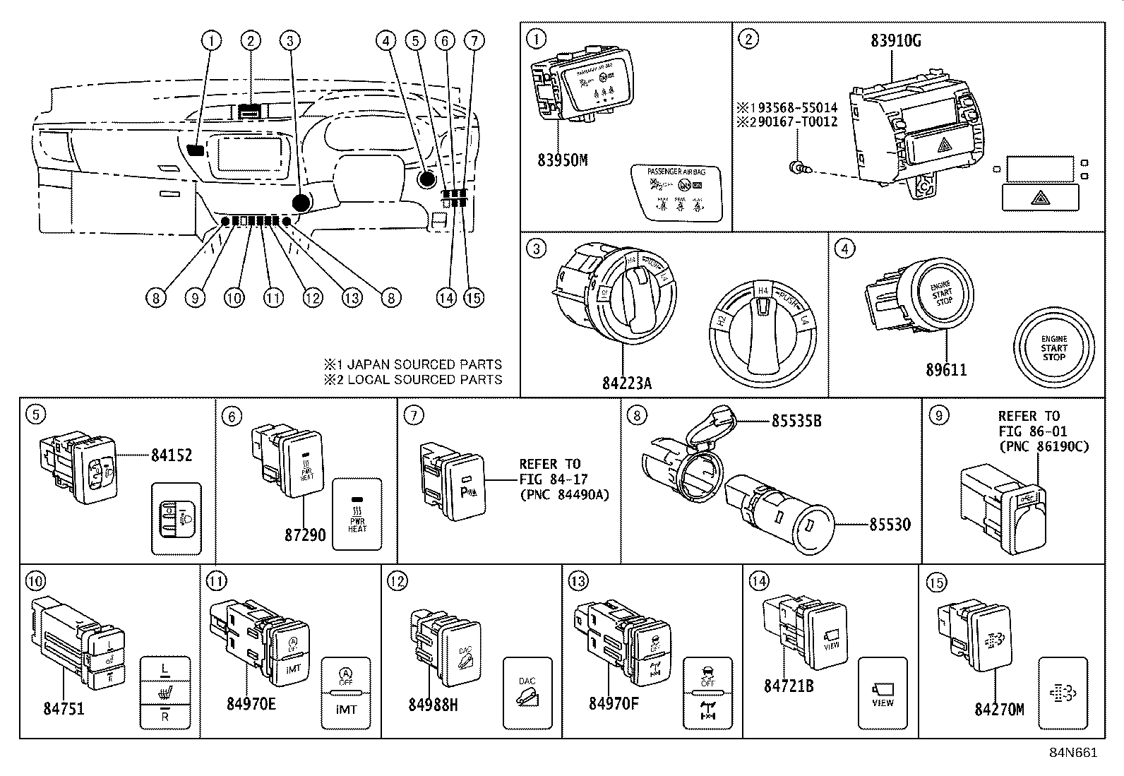 84040-71020 MASTER SWITCH ASSY, POWER WINDOW REGULATOR product image