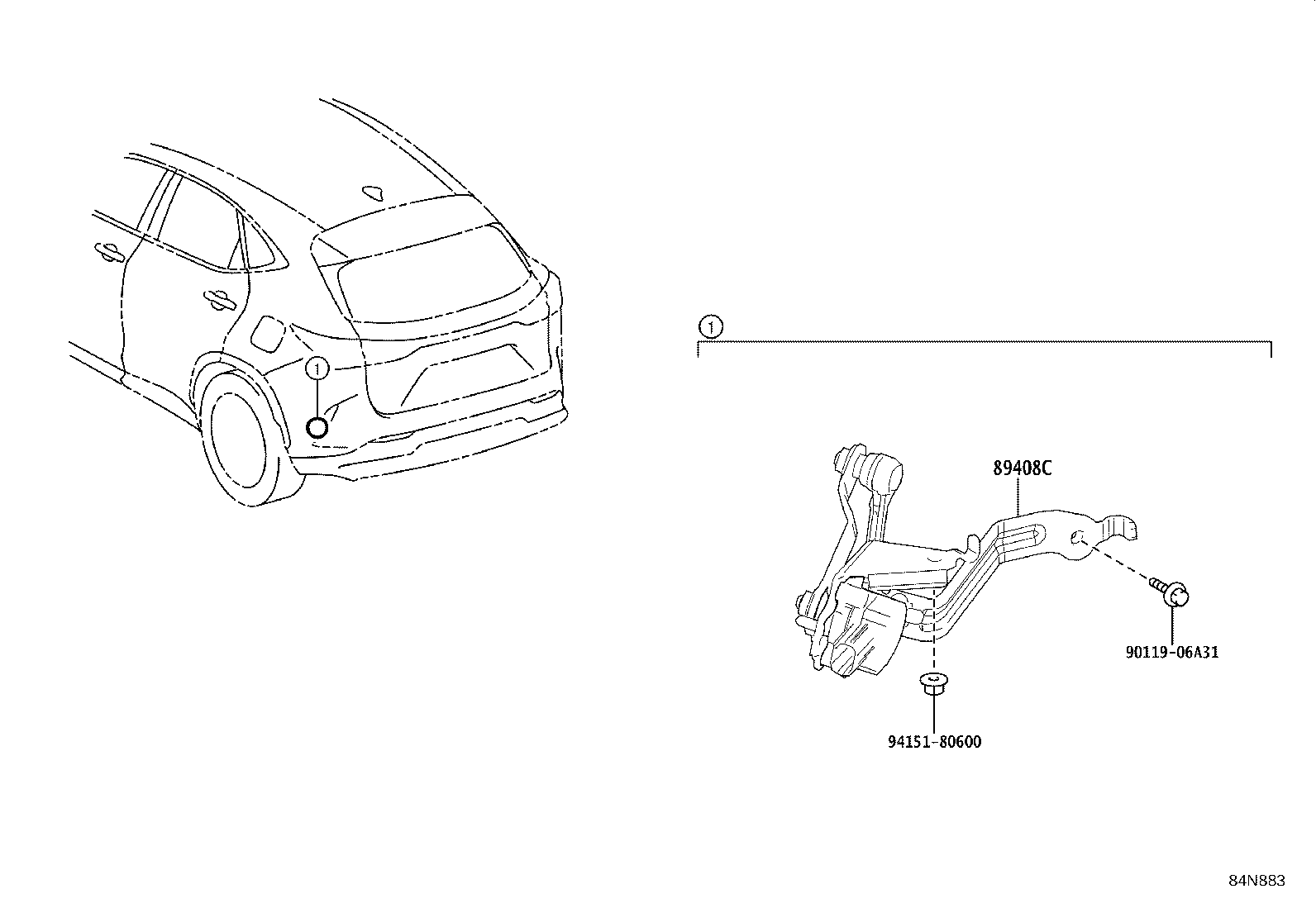 89408-42031 SENSOR SUB-ASSY, HEIGHT CONTROL, REAR LH product image