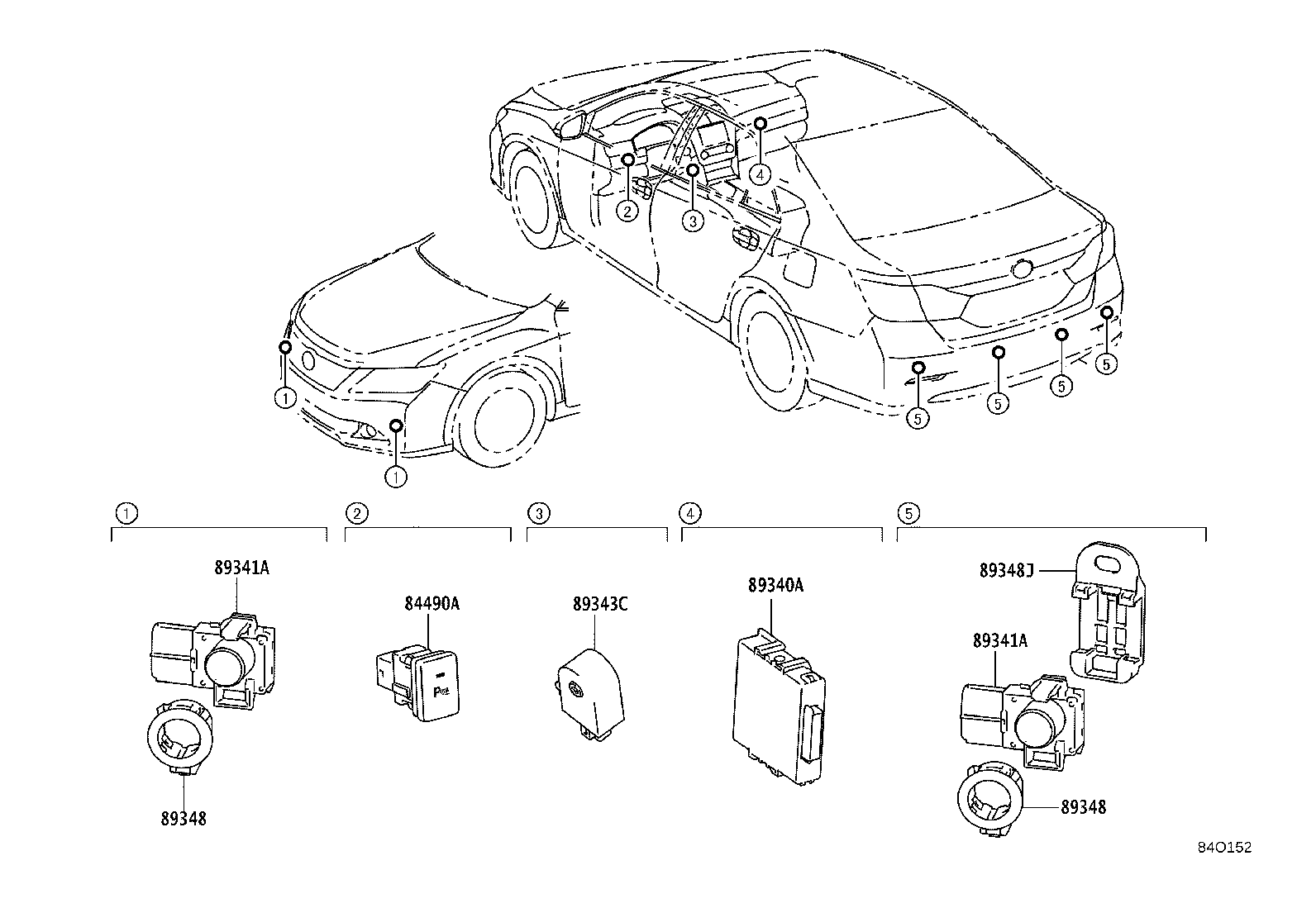 84490-33040 SWITCH ASSY, BACK SONAR OR CLEARANCE SONAR product image