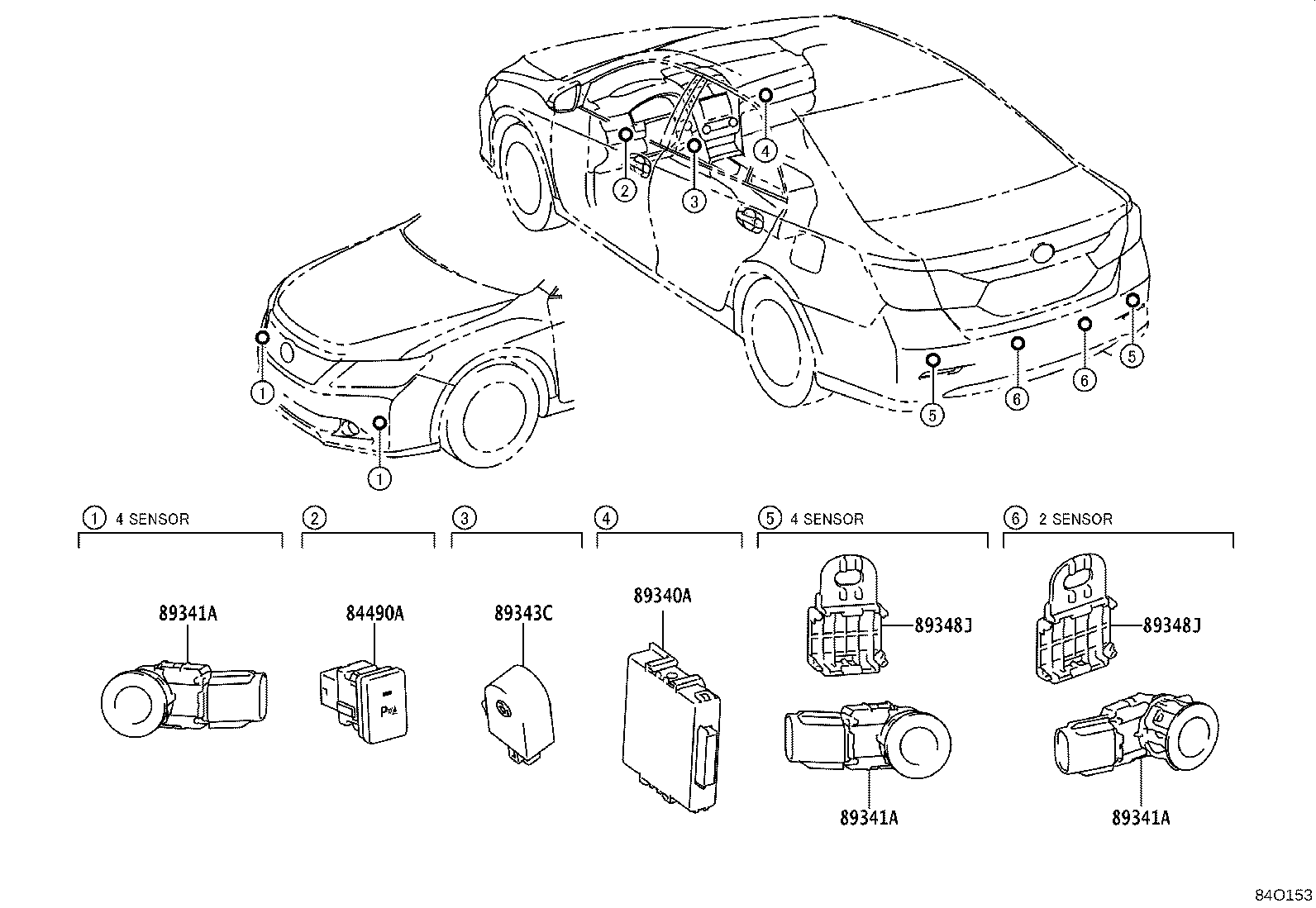 84490-33040 SWITCH ASSY, BACK SONAR OR CLEARANCE SONAR product image
