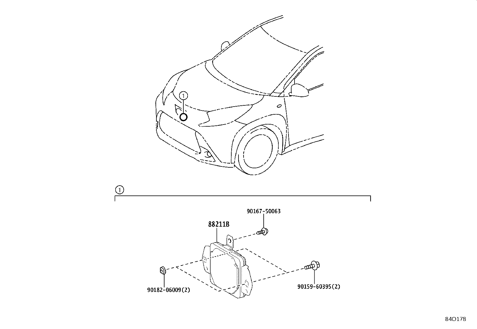 88210-0H010 SENSOR ASSY, MILLIMETER WAVE RADAR product image
