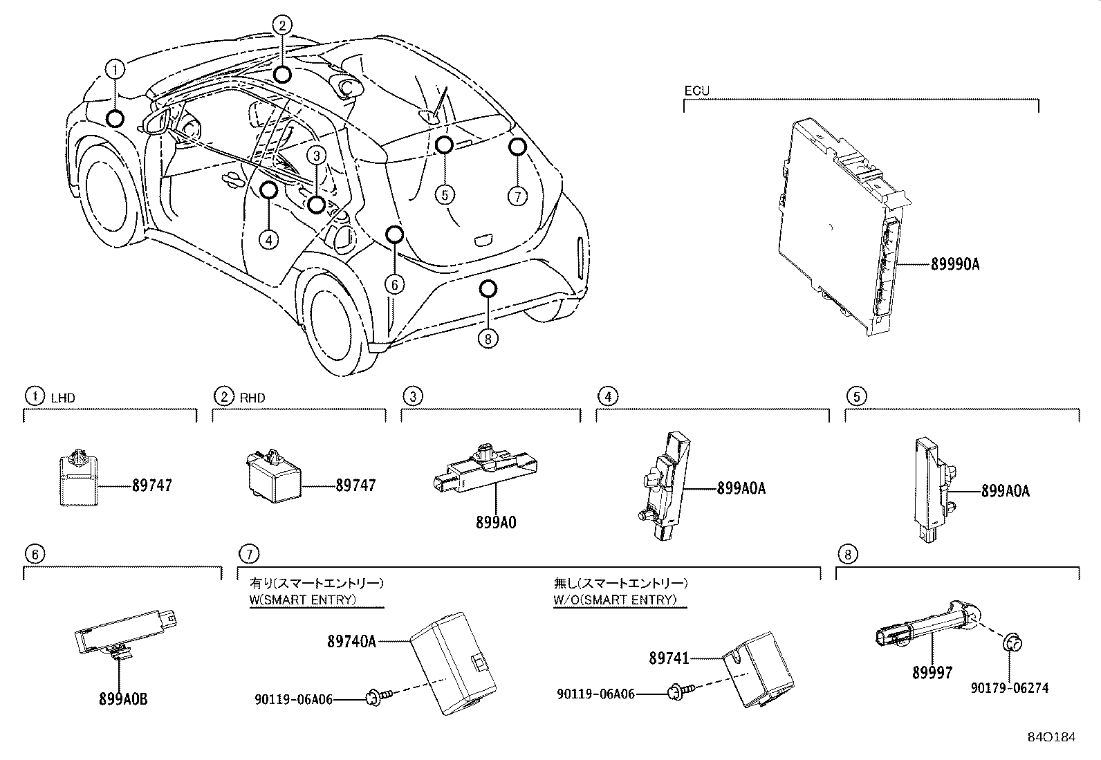 89741-0H030 RECEIVER, DOOR CONTROL product image