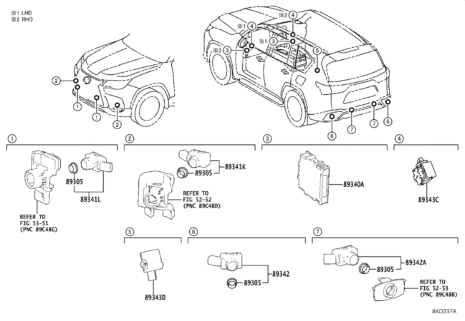 Toyota 89341-K0070-L0 SENSOR, ULTRASONIC, REAR CORNER