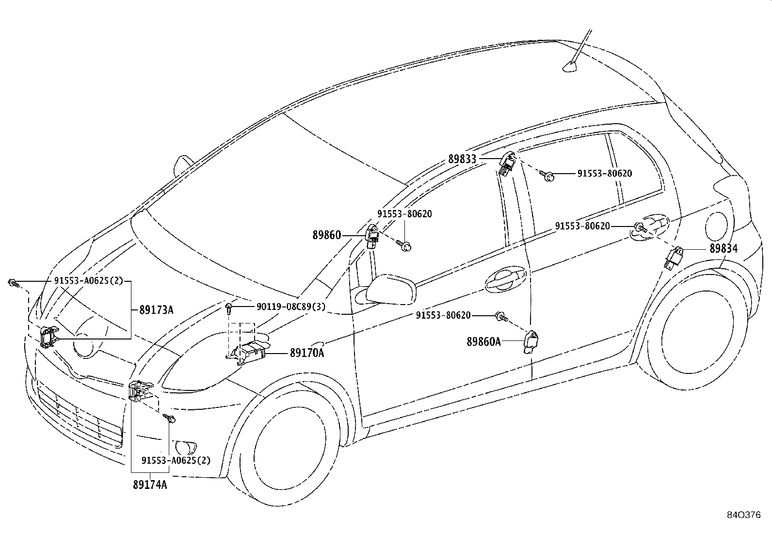 89173-29245 SENSOR, AIR BAG, FRONT RH product image