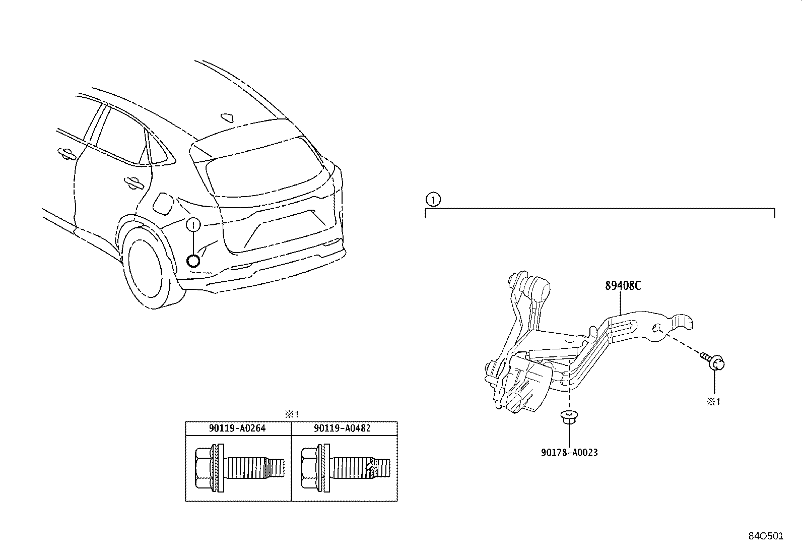89408-0R011 SENSOR SUB-ASSY, HEIGHT CONTROL, REAR LH product image