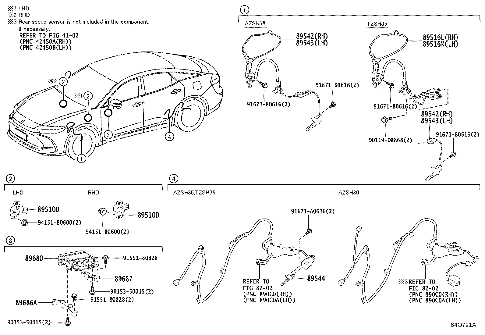 89516-30240 WIRE, SKID CONTROL SENSOR W/SUSPENSION CONTROL, RH product image