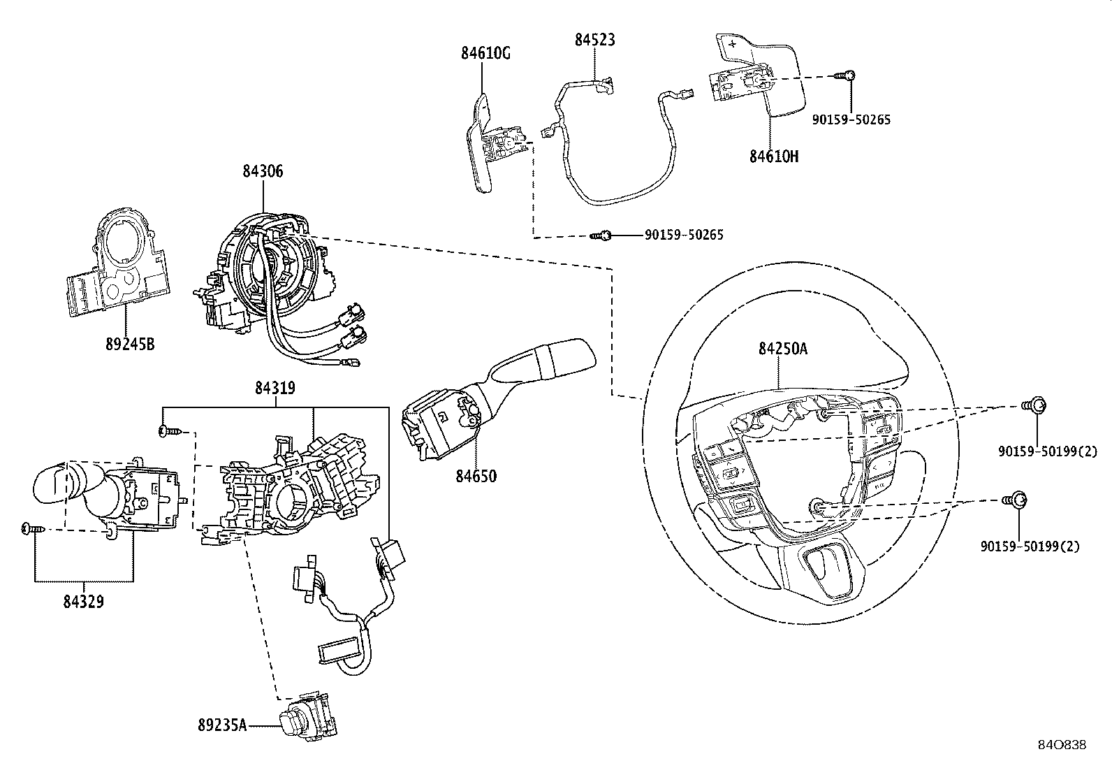 84332-30360 SWITCH ASSY, HAZARD WARNING SIGNAL product image