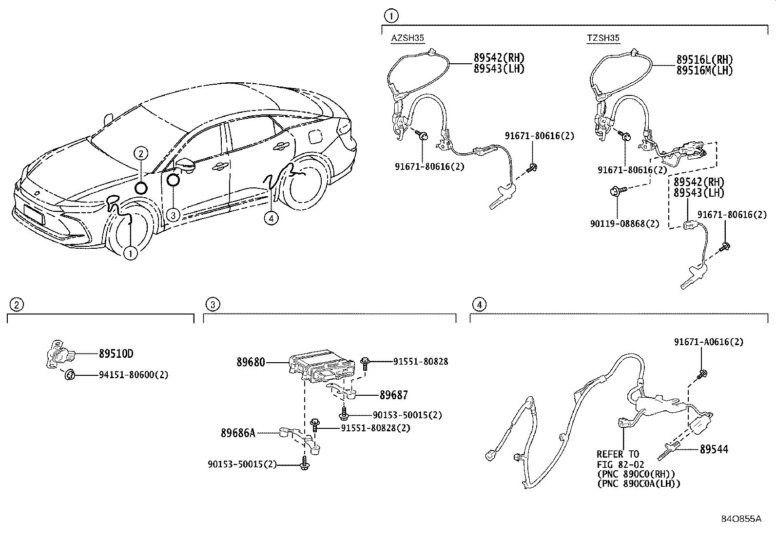 Toyota 89543-78040 SENSOR, SPEED, FRONT LH