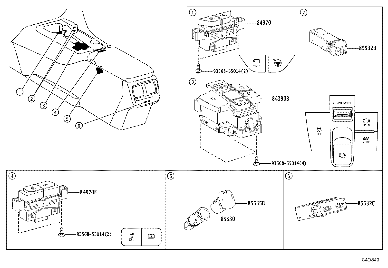 84332-30360 SWITCH ASSY, HAZARD WARNING SIGNAL product image
