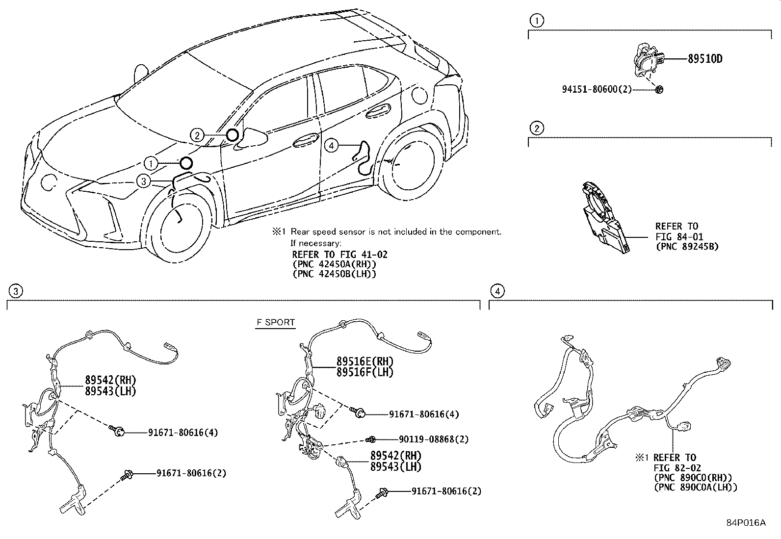 Toyota 89543-12140 SENSOR, SPEED, FRONT LH