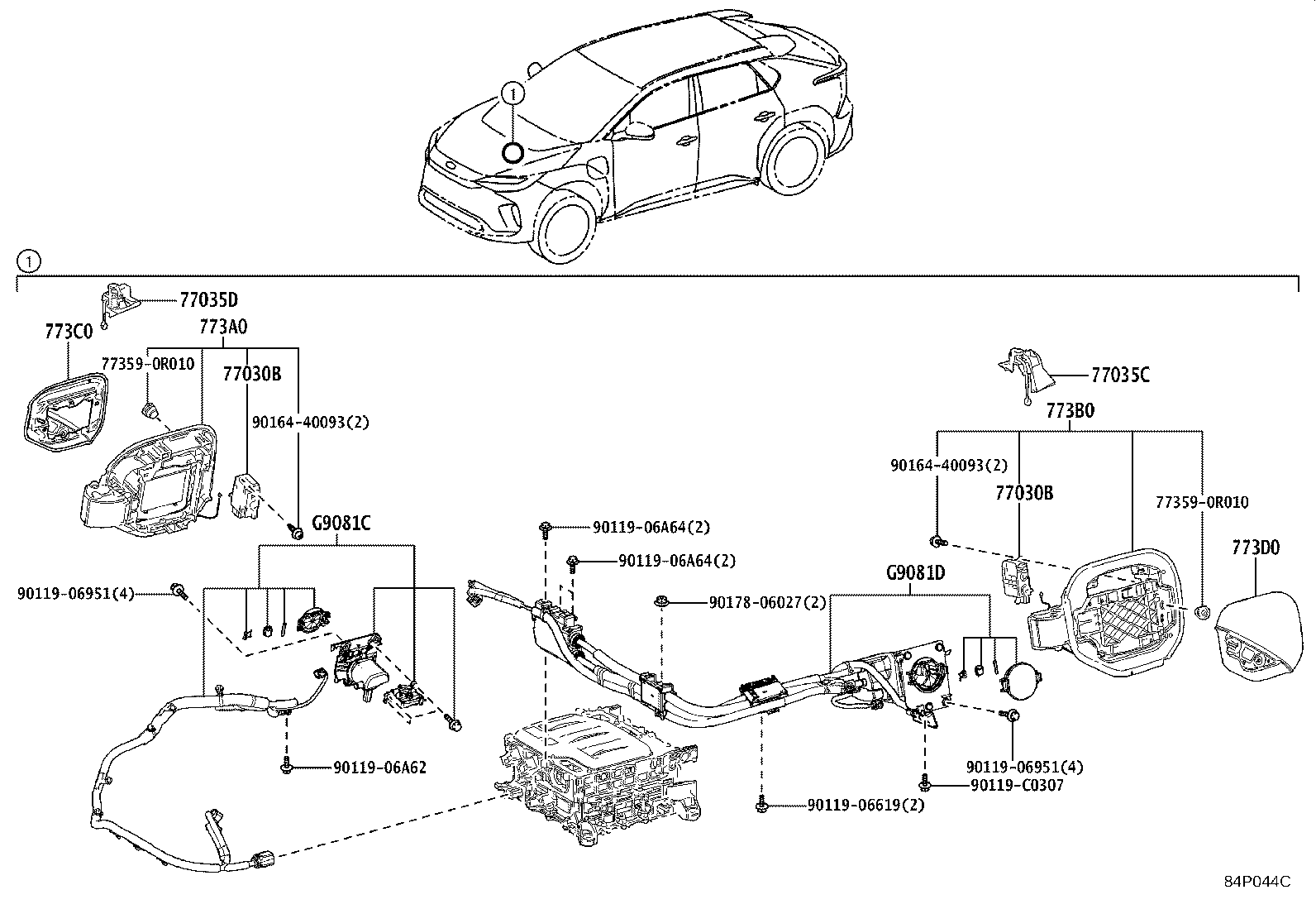 77035-0R110 CABLE SUB-ASSY, CHARGE LID LOCK CONTROL product image