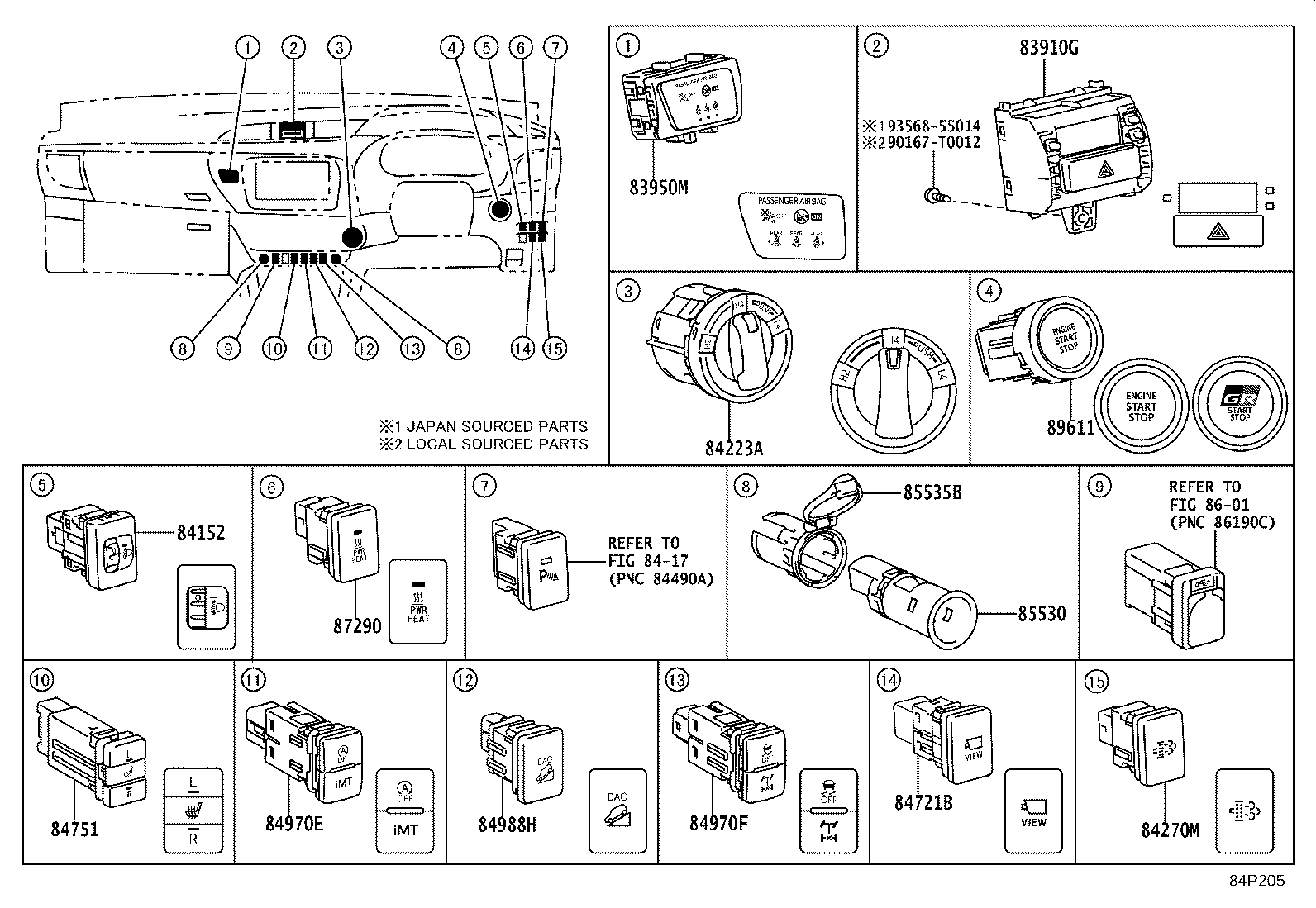 84307-0K190 CABLE SUB-ASSY, SPIRAL W/SENSOR product image