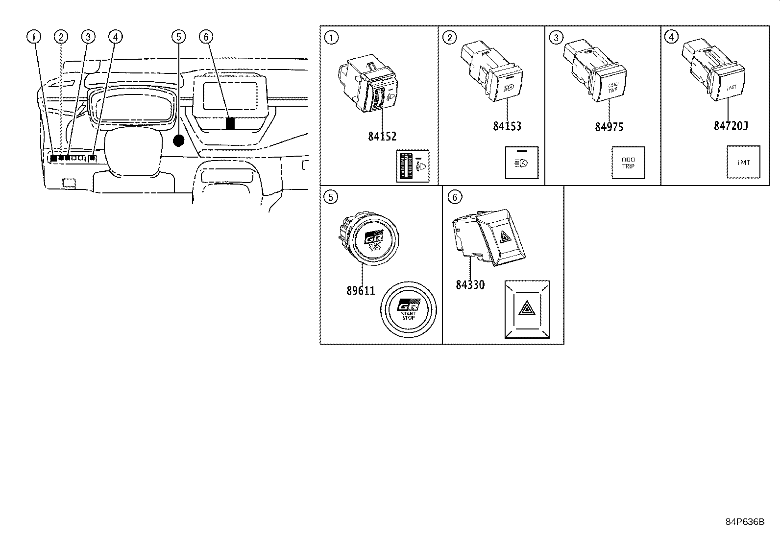 84720-12160 SWITCH ASSY, PATTERN SELECT product image