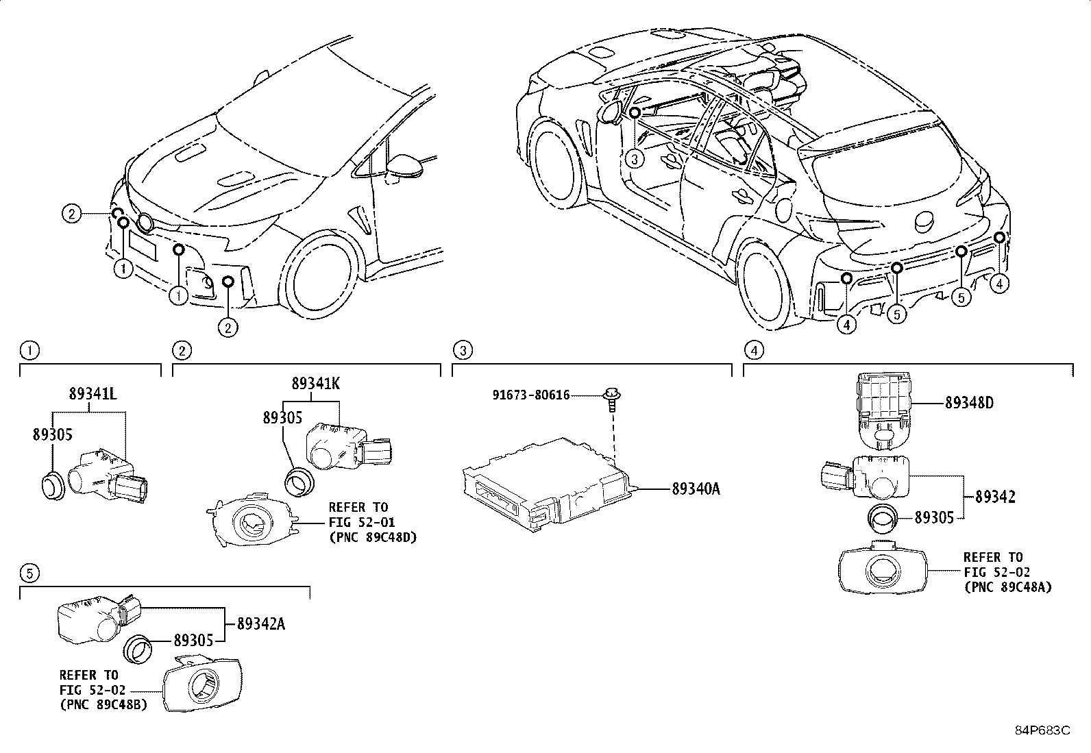 Toyota 89348-50220 CLIP, ULTRASONIC SENSOR