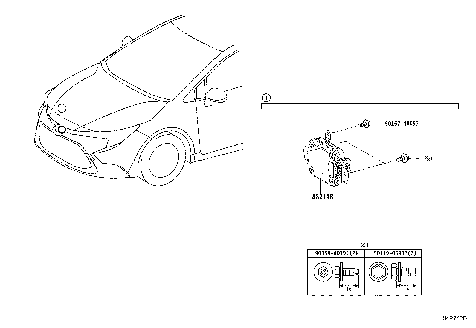 Toyota 88210-33120 SENSOR ASSY, MILLIMETER WAVE RADAR