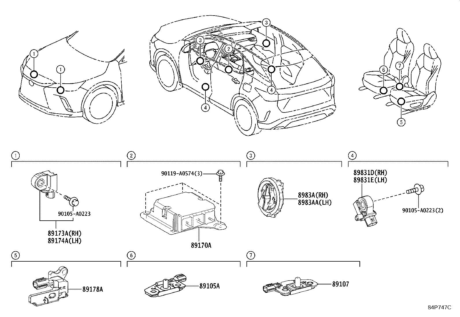 89178-0E010 SENSOR, SEAT POSITION AIR BAG product image