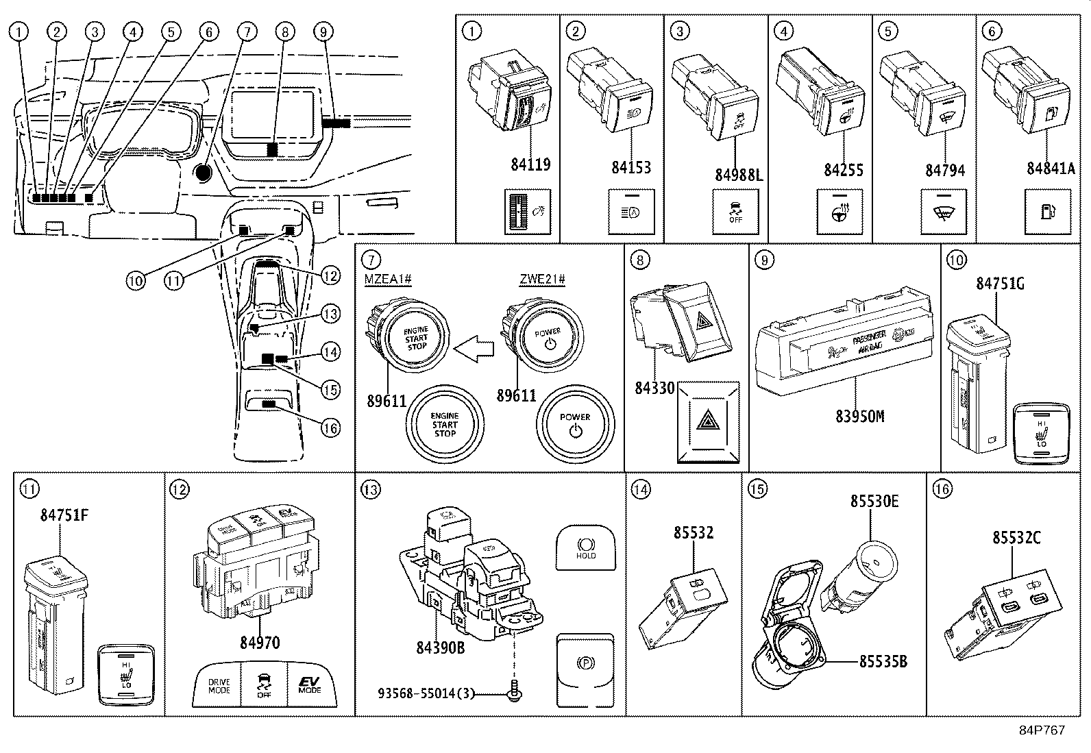 84652-12A40 SWITCH ASSY, WINDSHIELD WIPER product image