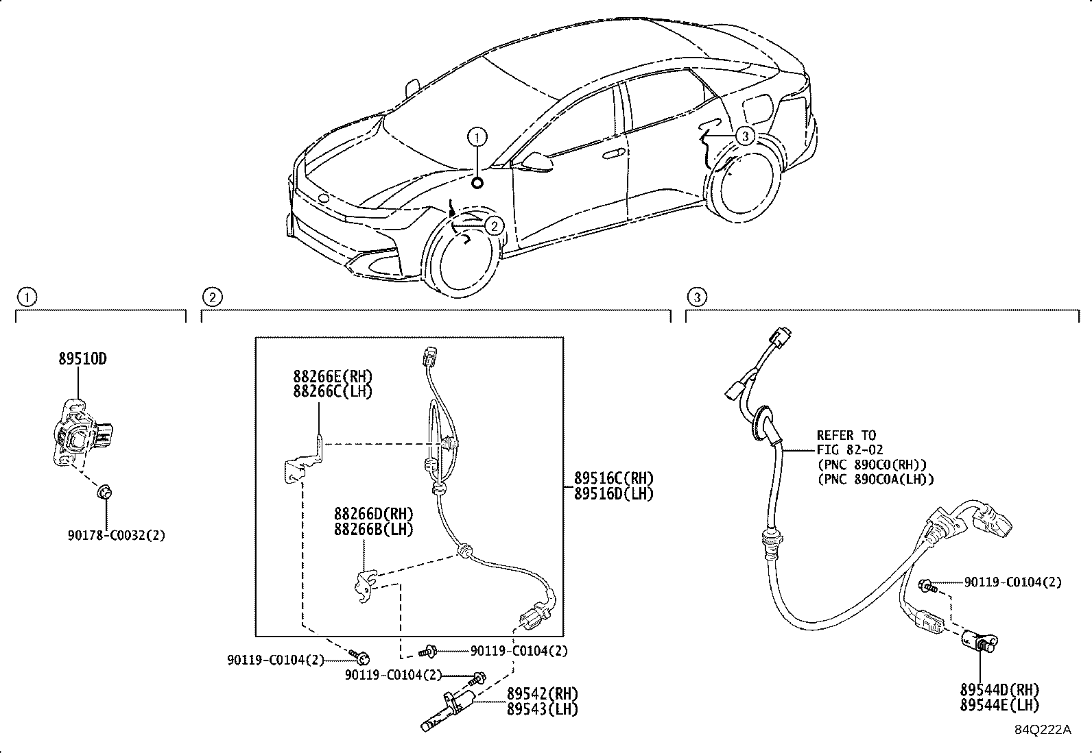 89516-03020 WIRE, SKID CONTROL SENSOR, RH product image
