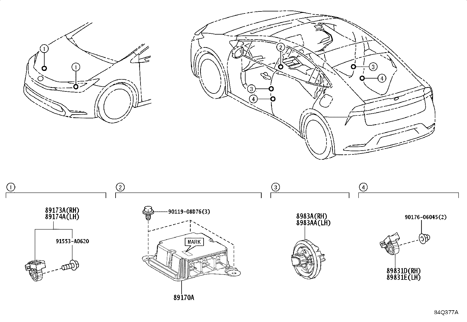 89173-59415 SENSOR, AIR BAG, FRONT RH product image