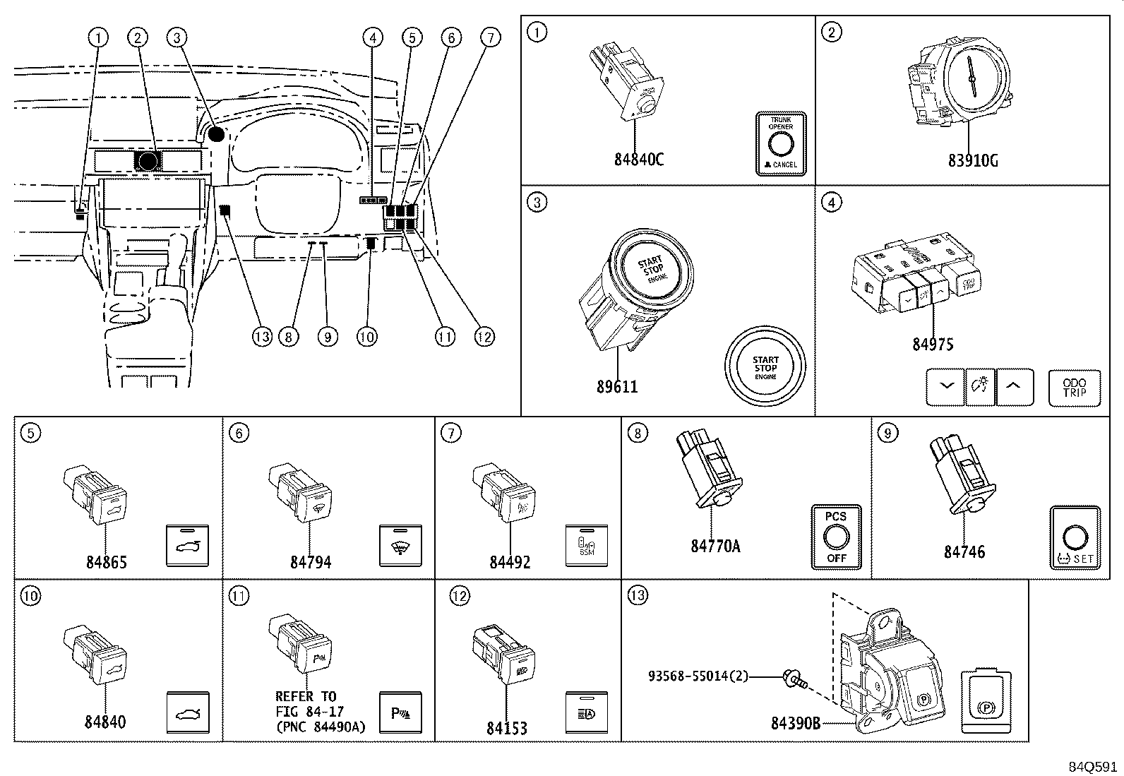 840A0-24110 MASTER SWITCH ASSY, POWER WINDOW REGULATOR product image
