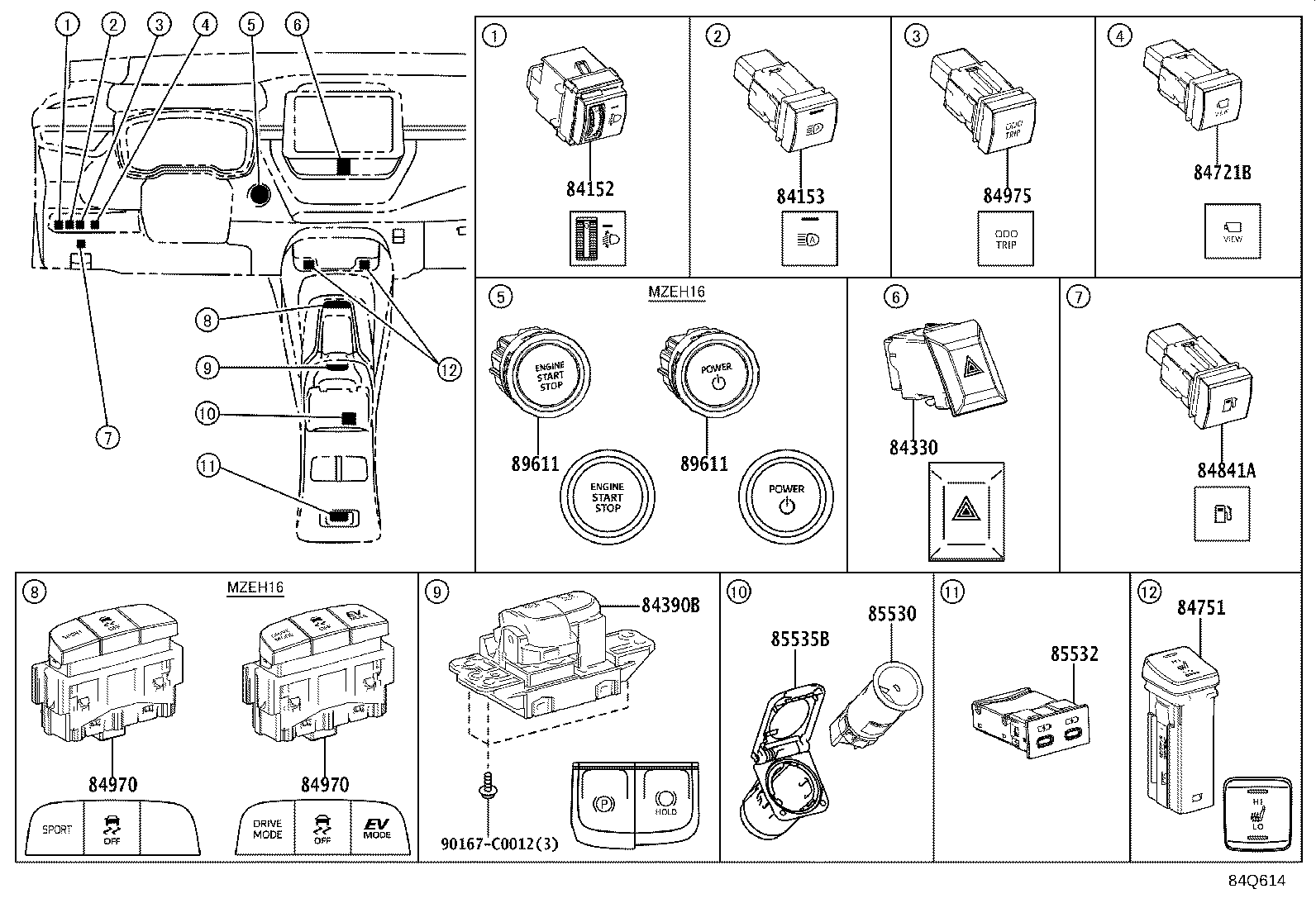 84040-0R150 SWITCH ASSY, LUGGAGE COMPARTMENT DOOR OPENING product image
