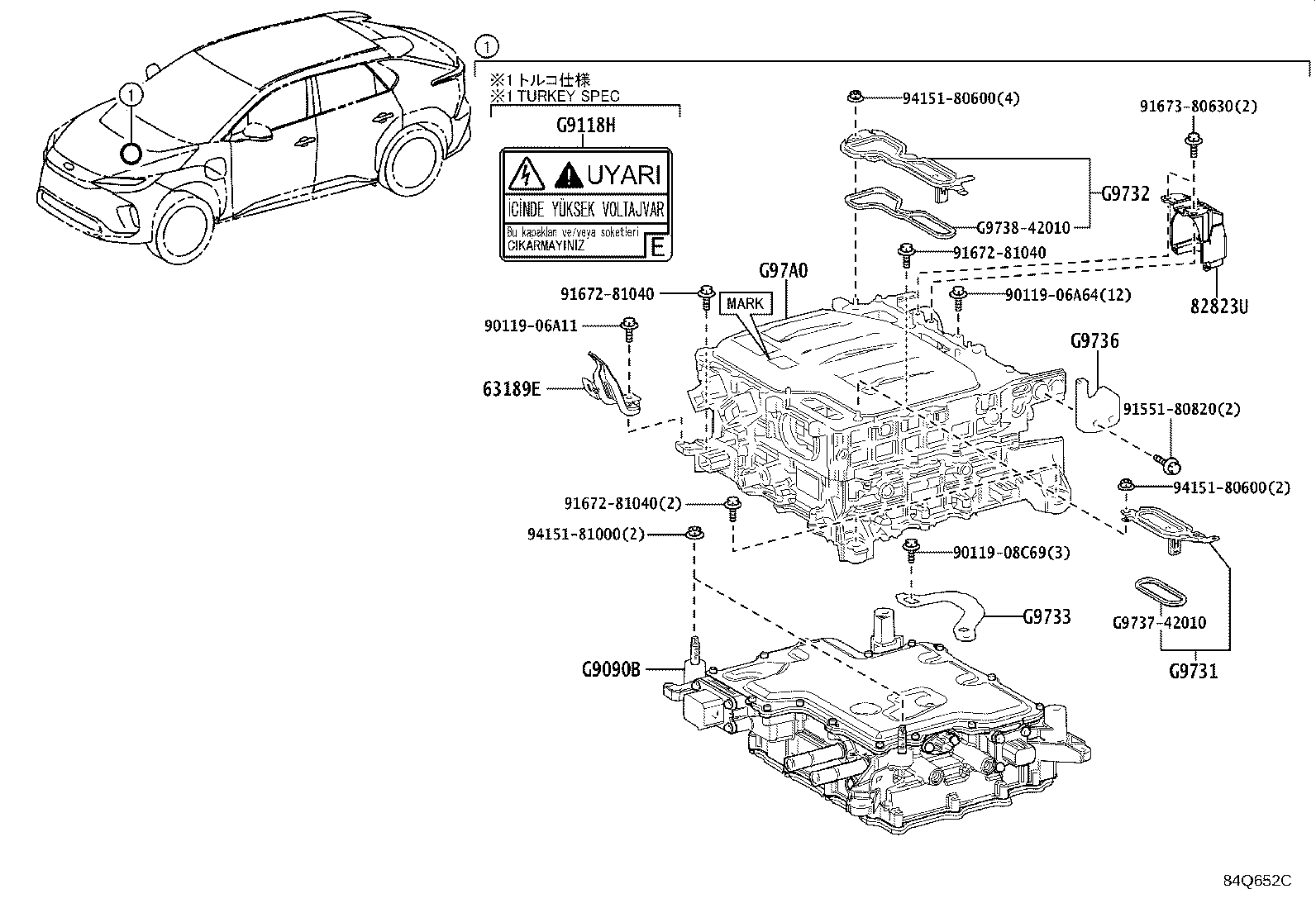 77035-42230 CABLE SUB-ASSY, CHARGE LID LOCK CONTROL product image